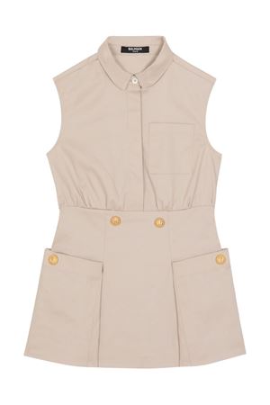 abito in cotone beige BALMAIN PARIS KIDS | BY1B82G0197107